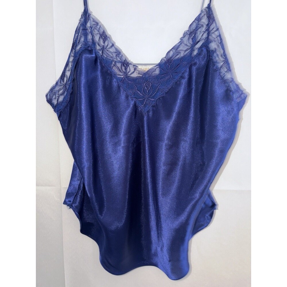Vintage Victoria’s Secret Gold Label Satin Cropped Cami Size Petite Royal Blue